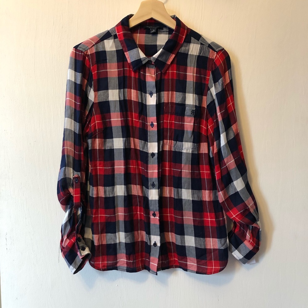 Tommy plaid shirt | size M